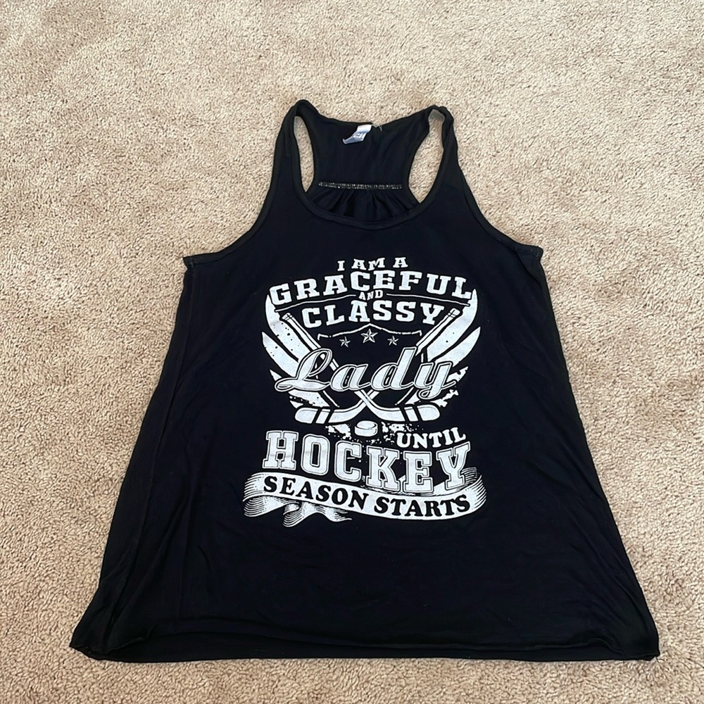 Women’s black hockey tank top